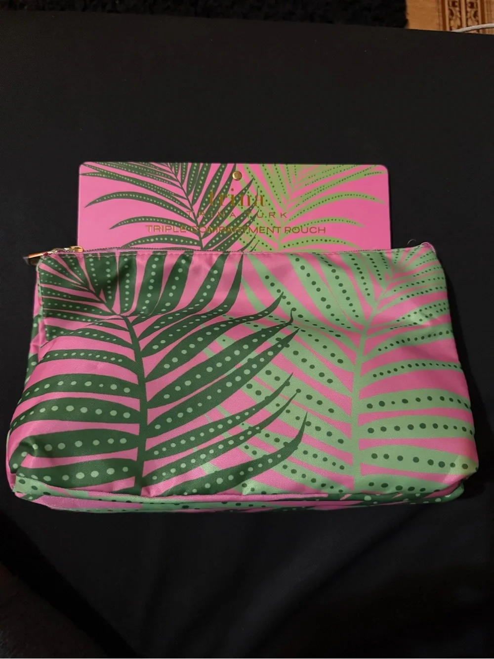 Trina Turk Triple compartment cosmetic pouch